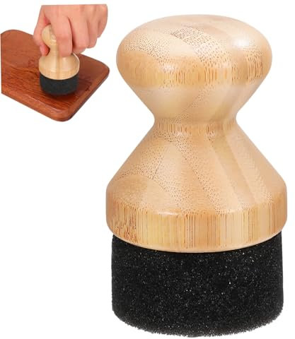 LIFKOME Wax Oil Applicator for Wood Cutting Boards and Butcher Blocks, Bamboo Handle with Foam Brush, 5x5x8.5cm, Food-Safe Utensil Oil Applicator for Wood Maintenance and Preparation