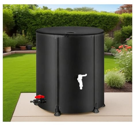 HOFUNTRE Barile for Pioggia Pieghevole，Serbatoio d'Acqua Pieghevole，Adatto for L'uso Esterno A Lungo Termine, Adatto A Una varietà di Scenari, Resistente E Resistente all'Usura(Black,380L)