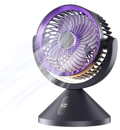 Generisch Ventilador de mesa recargable con circulación de aire, 100 velocidades suspendibles con pantalla digital para dormitorio oficina