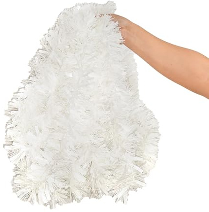 HongFuFu 10M Weiße Weihnachts-Lametta-Girlande, 9cm Dicke PET Metallic-Folie Girlande für Weihnachtsbaum, Kamin, Party & Feiertagsdekoration