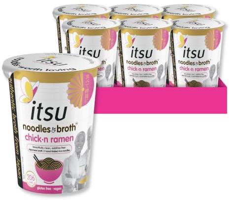 itsu chickn ramen instant noodles & broth pot 64g | Instant Noodles Snack Multipack | Quick-to-Make Snack | Gluten free | Vegan | Pack of 6