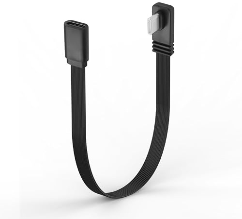 JSADZKJ Cavo USB C corto da 0,68 piedi PD100W Cavo di ricarica rapida ad angolo retto di tipo C Cavo tipo-C maschio-femmina piatto Cavo USB-C corto a 90 gradi per telefono 15/16,laptop,tablet