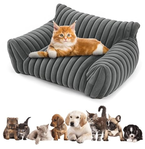 GOEDCH Lit pour chien lavable : matériau doux, canapé confortable pour chien lavable avec canapé orthopédique amovible, panier pour chien pour la maison, petits chiens et chats (60 × 45 × 20 cm, gris)