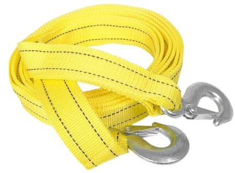 UTHCLO Correa de Remolque Resistente con Gancho Metálico Sólido Cuerda de Nylon Doble Fuerza de Tracción Toneladas para Coches Camiones Barcos y Recuperación de Vehículos