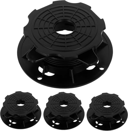 Artibetter 4pcs Plastic Adjustable Deck Supports Pedestal with Height Range 22-40mm, Black High-impact Material, Convenient Installation and Outdoor Drainage for Patios and Gardens