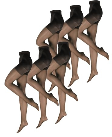 NUR DIE Damen Strumpfhose Bauch-Beine-Po 20 DEN 6-Pack - transparente Formstrumpfhose mit Shape-Zonen, elastisch, natürlich & komfortabel