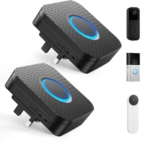 2 Pack Smart Wireless Doorbell Chime, 3 in 1 Doorbell Extender | Compatible with Ring & Blink & Google Nest Video Doorbell, 2.4G WiFi, No Wiring Needed, Easy Setup Receiver