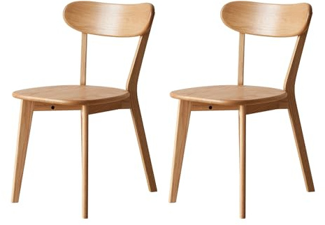 YESWOOD Esszimmerstühle 2er Set Roteiche Massivholz, Natur | Holzstühle mit Rückenlehne, Skandinavischer Stil, Für Esszimmer, Küche, Wohnzimmer