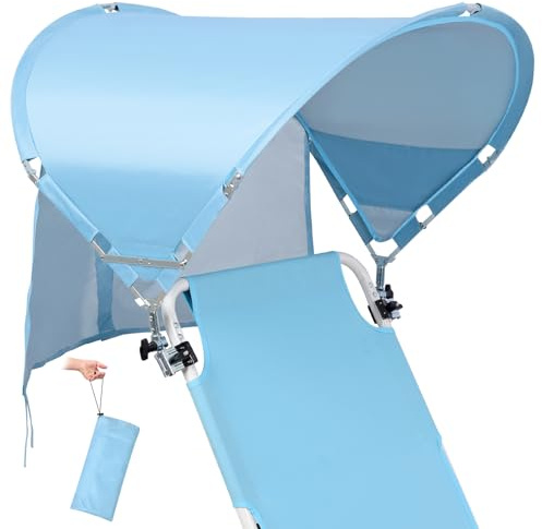XL Universal Beach Chair Umbrella Canopy, UPF 50+ Chair Sun Shade Attachment with Adjustable Clamp for Camping, Lawn, Wheelchair, Tanning, Zero Gravity, Lounge, Fishing, Outdoor Chairs, Oversized