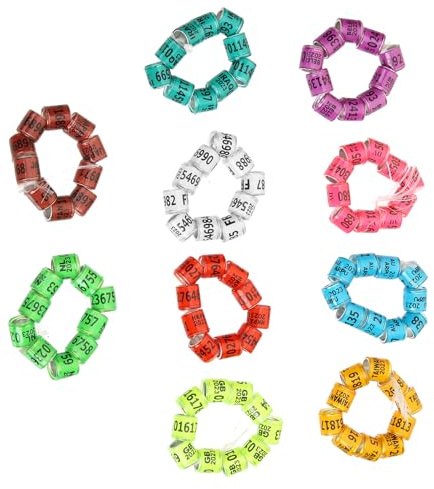 NOLITOY Lot de 100 Bagues de Pattes pour Pigeons de Course Multicolores Légères en Aluminium et Plastique Taille Compacte Accessoires Solide pour Pigeons Perroquets Couleur Aléatoire