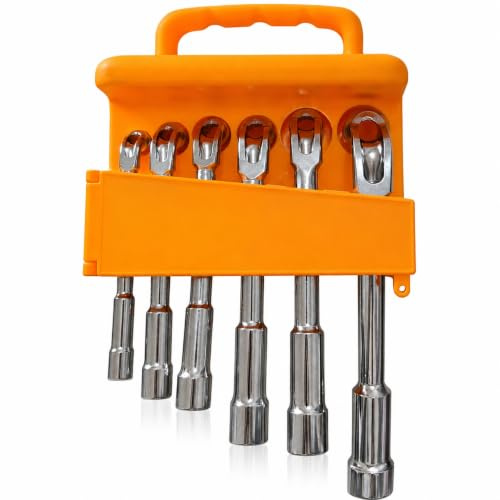 topolenashop 6 Chiavi a Pipa Esagonali 8-17 mm – Set Chiavi a Tubo in Acciaio CR-V con Foro Passante per Dadi, Bulloni, Auto e Officina | 82701