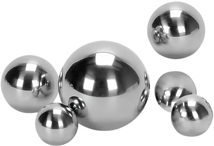 6 Stück Schwimmkugeln für Miniteich, Edelstahl Silber Dekokugel Wetterfest | 3 Größen 2cm bis 6 cm, Rostfrei Silber, Metallkugel für Deko Kugeln Garten Teichdeko Deko Miniteich, Spiegeleffekt