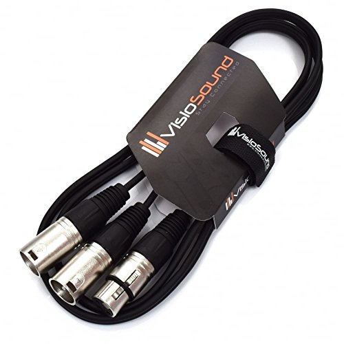 2x Male XLR to 1x Female XLR Microphone Splitter Lead/Combiner Cable (1.5m) | Noiseless OFC Audio, Signal, FX, Patch Cable for Stage & Studio