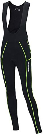 Airtracks Herren Thermo Fahrradhose Lang mit Trägern Pro - Trägerhose Lang - BIB Radhose - Träger Radlerhose - 3D Coolmax gepolstert - Atmungsaktiv - Reflektoren