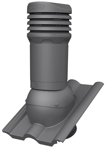Parotec Isolierter Entlüftungskamin DN 125 mm für BRAAS - FRANKFURTER, BENDERS - MECKLENBURGER Dachziegel – gedämmter passiver Dachlüfter, verhindert Kondenswasser (RAL 7024 - G