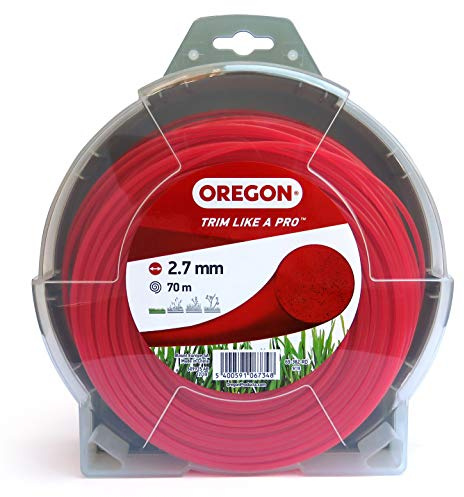 Oregon 69-382-RD Rund trimmerlina/tråd för grästrimmers och gräsröjare 2,7mm x 70m - Röd