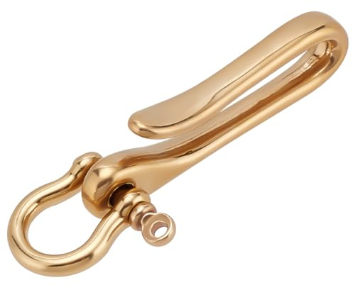 PH PandaHall Fish Hook Keychain, Brass Key Ring Golden Solid U Shape Key Hook Belt Keyring Pocket Clip with Key Shackle Heavy Duty Car keychain for Men Women Wallet Chain Purse Accessory
