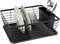 WENKO Scolastoviglie Drip, scolapiatti per stoviglie, ideale come appoggio vicino al lavello, in metallo verniciato a polvere e plastica, 36 x 15 x 30,3 cm, nero