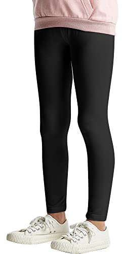 L&K-II Kinder Leggings Basic Uni Farbe Mädchen Tanzhose Baby Leggins Fitness Hose Baumwolle 2708 Schwarz-164