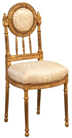 Biscottini Fauteuil Baroque 41X35,5X97 cm | Chaise Louis XVI | Fauteuil Salle a Manger | Chaise Style Louis XVI | Meuble Baroque | Fauteuils doré