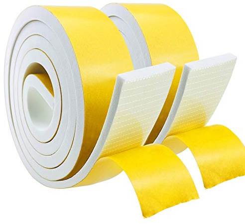 Storystore Joint Isolation pour Porte Fenêtre, Joint Adhésif en Mousse Caoutchouc, 2 Rouleaux 50mm(l) x6mm (H) x2m(L) Bande Caoutchouc Joint Isolation du Bruit Froid, Anti-collision, Antichoc, Blanc