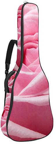 Gitarrentasche mit Reißverschluss, wasserdicht, weich, für Bassgitarre, Akustik- und klassische Folk-Gitarre, Pink Rose Bloom