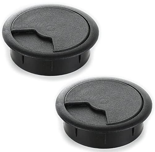 sossai® Kabeldurchführung KDM2 (2 Stück) | Kabeldurchlass/Schreibtischkanal für Schreibtische, Büro & Arbeitsplatten | Farbe: Schwarz | Durchmesser: 60 mm | Material: Kunststoff