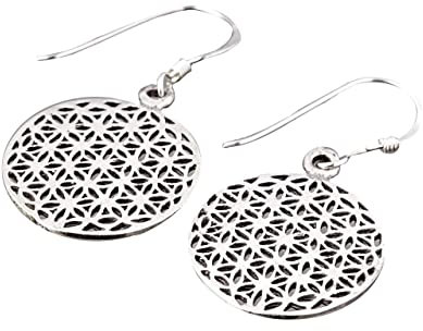 WINDALF Bohemia Antik Ohrhänger SVALA Ø 22 mm Blume des Lebens Vintage Ohrschmuck 925 Sterlingsilber