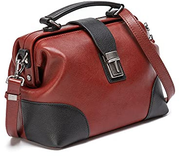 Aplus girl Handtasche aus echtem Leder für Damen, Umhängetasche, Tragegriff oben, Vintage, Arzttasche, Schultertasche, Designer-Handtaschen, Weinrot