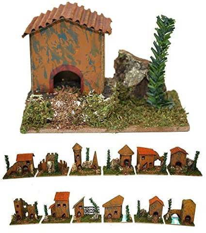 Aurora Store Set 12 Casette Presepe Piccole CASOLARI RUSTICI Colorate Miniatura Box assortite 8,5x5x h. 6,5 Centimetri presepio Napoletano Decorazione Natalizie VARI COLORI