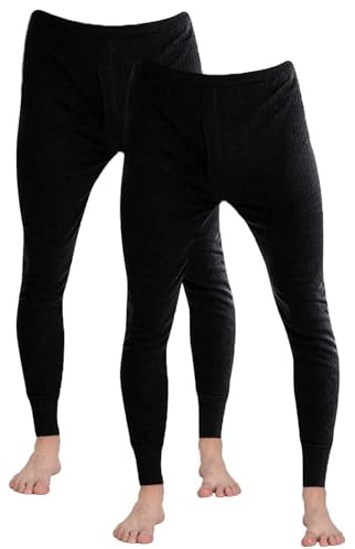 Gaffer 2 Pack Mens Thermal Bottom Long Johns Trousers Warm Underwear Baselayer Thermals Winter Ski Wear BLK XL