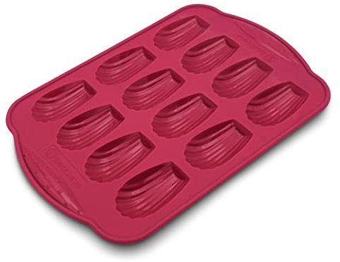 Backhaus Stampo per 12 Madeleine - Teglie da Forno, Set di Pasticceria Antiaderente in Silicone Platino di qualità Professionale - Rosso