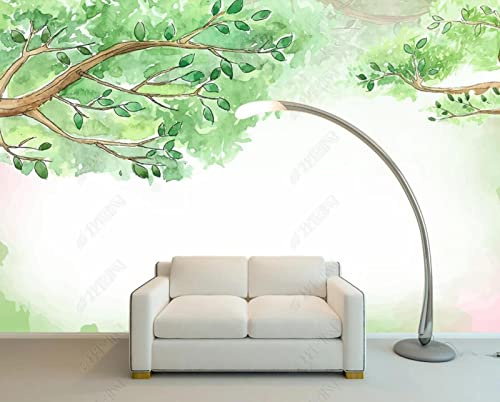 Papier Peint 3D Intissé Arbre Vert D'Été Papier Peint Panoramique 3D Moderne Décoration Murale