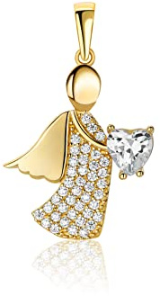 PRINS JEWELS Schutzengel Anhänger 14 Karat 585 Gold Gelbgold Zirkonia