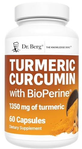 Dr. Berg (Only 2 Per Day) Turmeric Supplement with Black Pepper (BioPerine) - 1350 mg Turmeric Curcumin Supplement with 95% Curcuminoids – Turmeric Curcumin with Black Pepper – 60 Turmeric Capsules