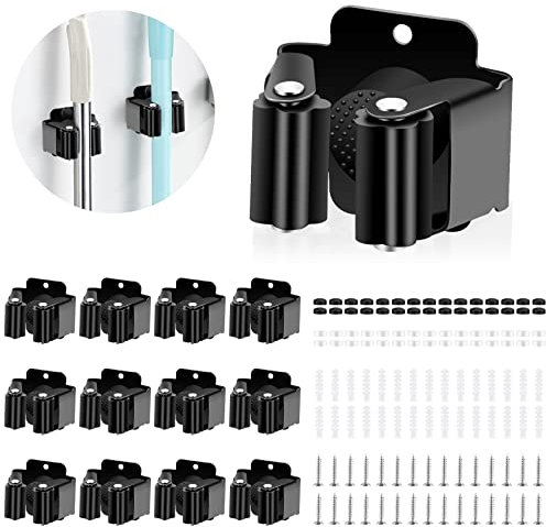 PAMIYO Besenhalterung Wand 12 Stück Gerätehalter Hakenleiste zur Aufhängung der Gartengeräte und Besen Besenhalter Gartengerätehalter Wandhalterung Montagematerial für Küche Zuhause Badezimmer Garage