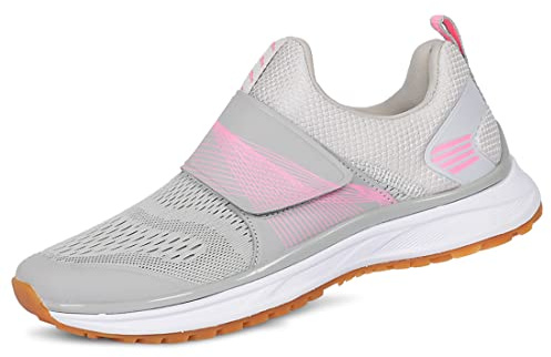 Pairobin Women's Indoor Cycling Shoes Lightweight Breathable High Performance Outdoor Road Cycling Shoes-SPD Compatible, Grey, 6 UK