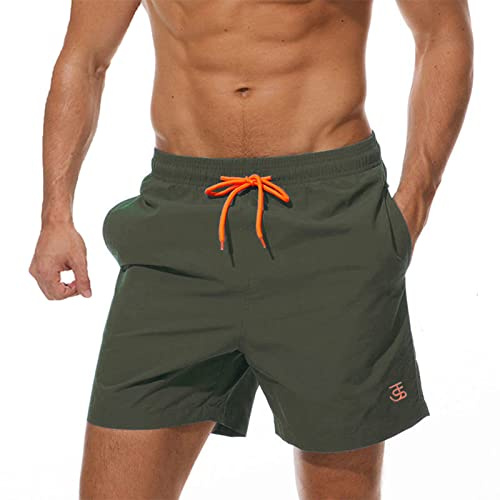 JustSun Herren Badehose Männer Badeshorts Herren Kurz Schnelltrocknend Schwimmhose Boardshorts Strandshorts Herren Beachshorts Armeegrün XXL