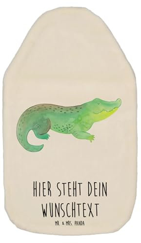 Mr. & Mrs. Panda Personalisierte Wärmflasche Krokodil - Weiß