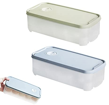 Hazrcvr Portauova per Frigoriferi 2 Pezzi Portauova Frigo Scatola Porta Uova Impilabile Vassoio Porta Uova in Plastica Impilabile Vassoio per Uova Contenitore per Uuova con Coperchio