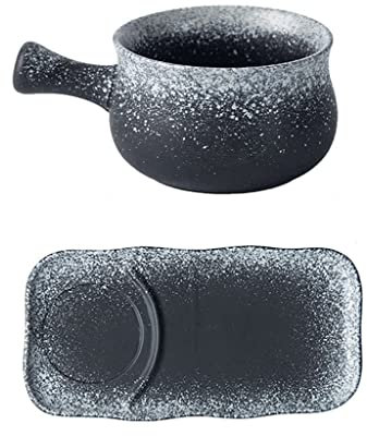 XOUVY 1 Set di scodelle per la Colazione con Manico, Piatto in Ceramica Ciotola per zuppa di cipolle Francese, può Essere Riempito con zuppa, Cereali, Farina d'avena, Pane, Biscotti