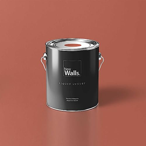 New Walls Premium Wandfarbe Rot, Leinrot Liquid Luxury Dispersionsfarbe für Innenräume – 5 L
