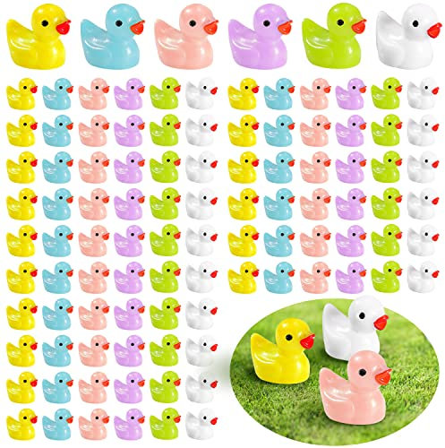 Lonimia 120 Stück Mini Enten Harz, Mini Ente Figuren, Mini Resin Ducks, Mini Figuren Deko, Tierfiguren Landschaft Figuren Ornament Garten Dollhouse Dekoration Für Weihnachten Zubehör