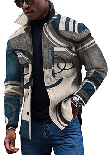 KONG JIMFAN Herren Jacken Jacke Winter Holzfällerhemd Herren Jacke Herren T Shirt Bedrucken Imprägnierspray Jacke Winter Jacket Men Herren Jacke Winter Oberhemden Lederjacke Vintage(Silver,XL)