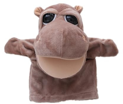 Proumhang Marionnettes à Main pour Enfants,Marionnettes Douces en Peluche d'animaux de Zoo pour Enfants,Garçons et Filles,Grandes Bouches Mobiles Hippopotame 25cm
