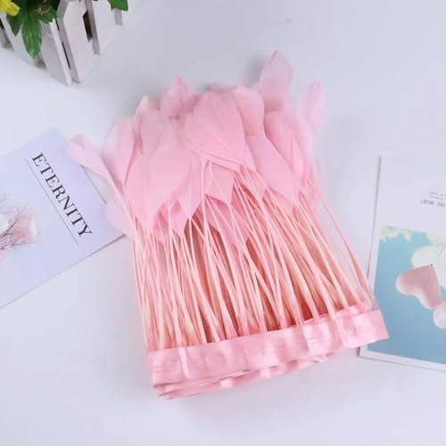 ORGEFY Gefärbte Gänsefedern, Dekoration für Zuhause, Party, Kleidung, Nähen, Handarbeit, Zubehör, Bastelfedern, 2 Yards, Rosa