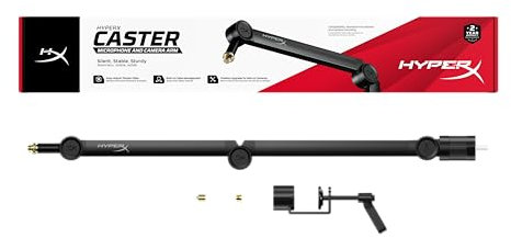HyperX Caster, Braccio di Supporto per Microfono e Camera da 0,2 kg a 1 kg con Attacco Filettato da 1/4, 3/8 o 5/8, Rotazione a 360°, Cavi Nascondibili al suo Interno, Nero