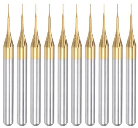 QUARKZMAN 10pz 0,3mm Fresa Carburo Titanio con Rivestimento Fresa Incisione Punte Router CNC per Macchina PCB, Attacco da 1/8