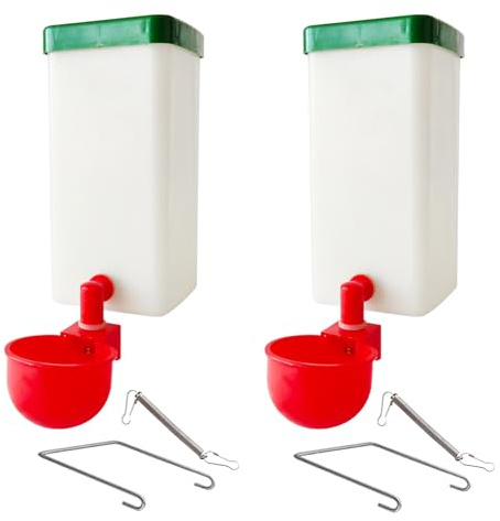 2 Stück 1L Hängende Hühnertränke mit Tasse und Halterung, automatisches Trinksystem, Kükenwasserbecher für Käfige