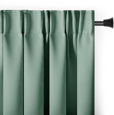 AmeliaHome Blackout - Cortina Opaca para Ventana, 140 x 245 cm, Color Menta, 1 Unidad, Cinta fruncidora